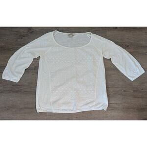 Womens LUCKY BRAND White Embroidered Sheer Shirt Size LARGE